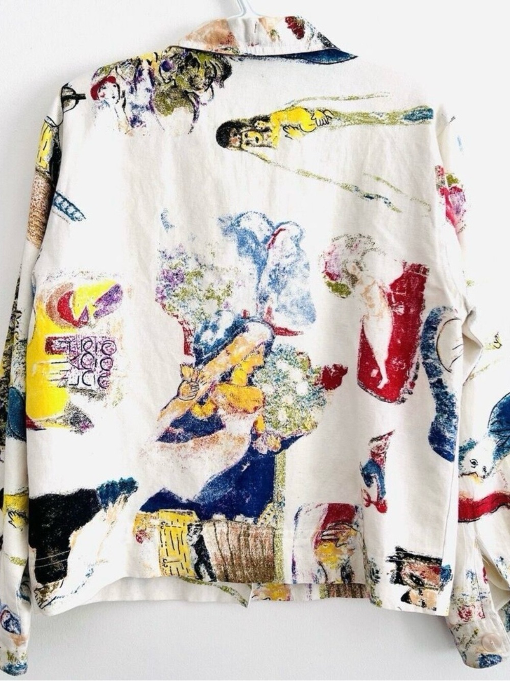 KAKTUS Chagall Theme Print Button-Front Rayon and Linen Jacket - Picture 2 of 14